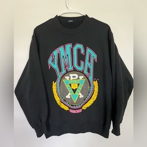 Vintage 1988 YMCA Crewneck Sweatshirt Black - Medium
